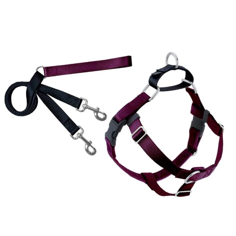 2 Hounds Design Freedom No-Pull Dog Harness & Leash - Burgundy/Black