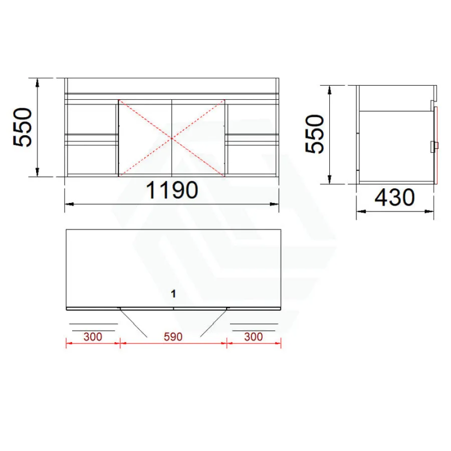 4-Drawer 2-Door 1200mm Wall Hung Bathroom Floating Vanity Matt White Cabinet Only