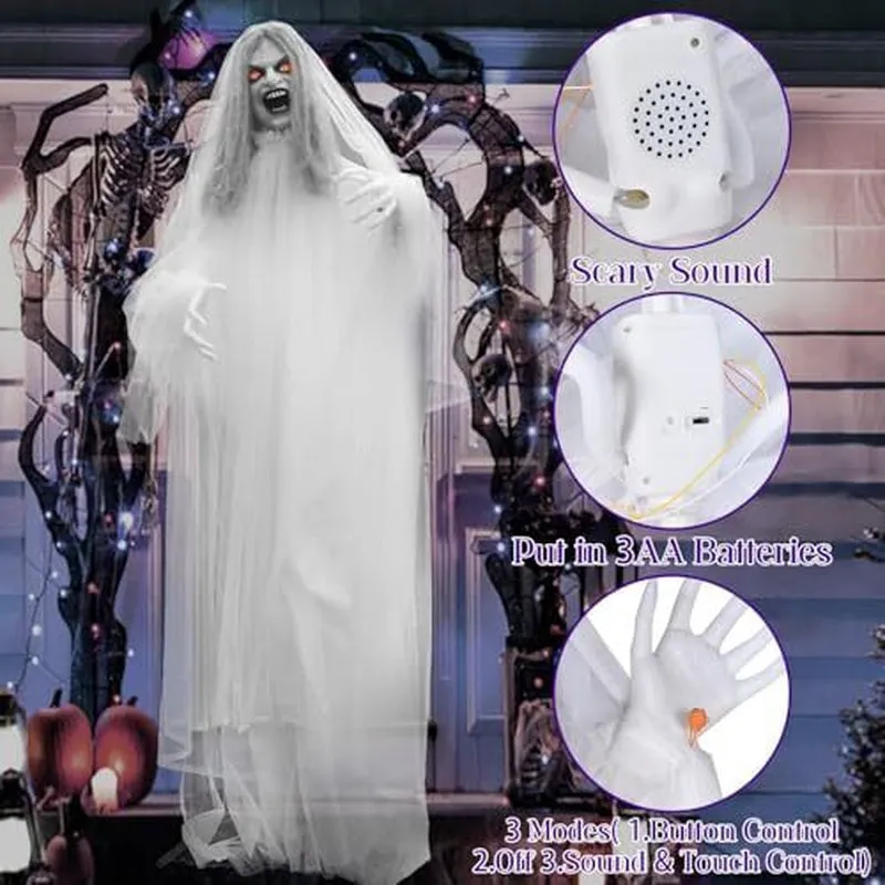 67" Halloween Animatronics Ghost Decoration outside Life Size Scary Halloween