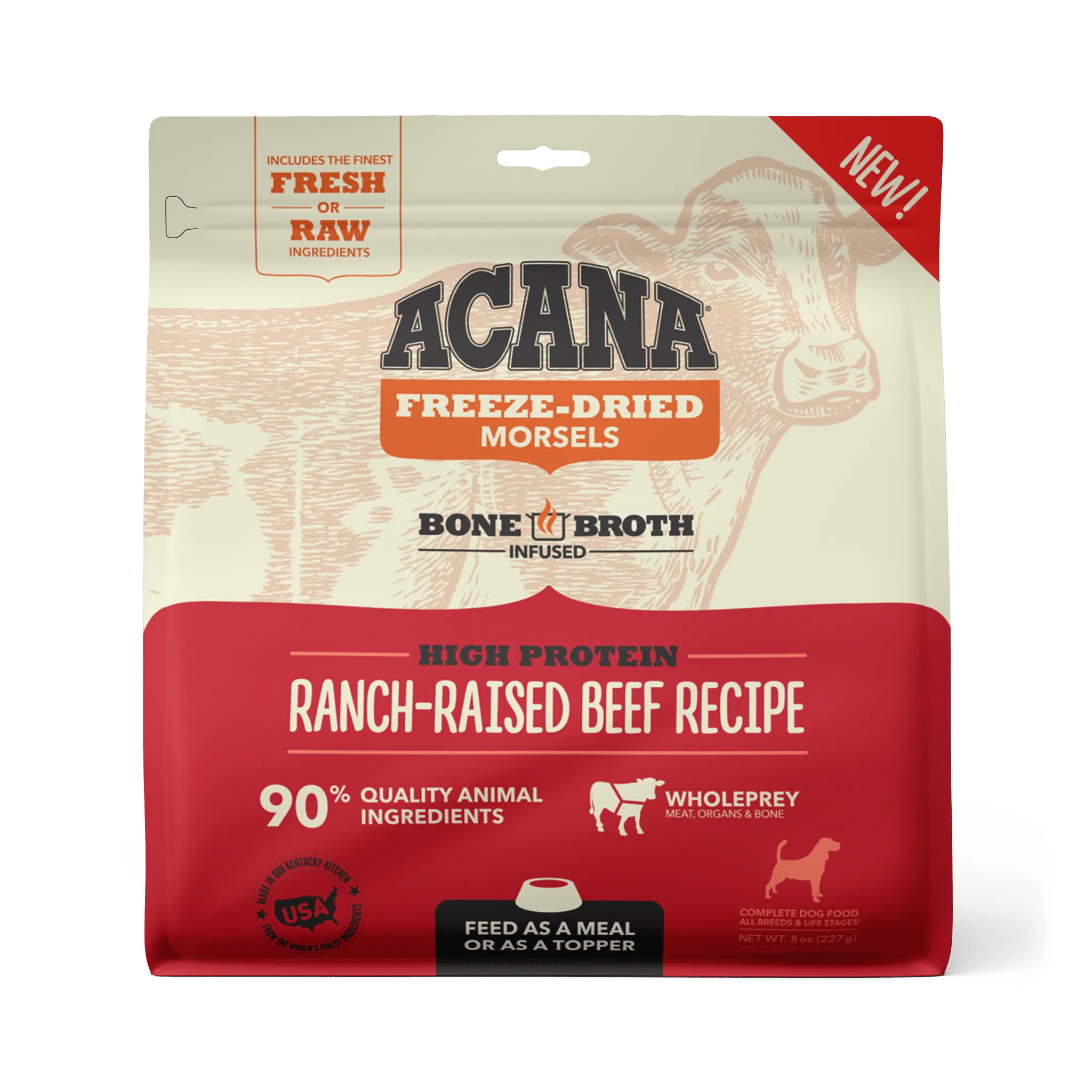 Acana Freeze-Dried Food Ranch-Raised Beef Recipe Morsels for Dogs