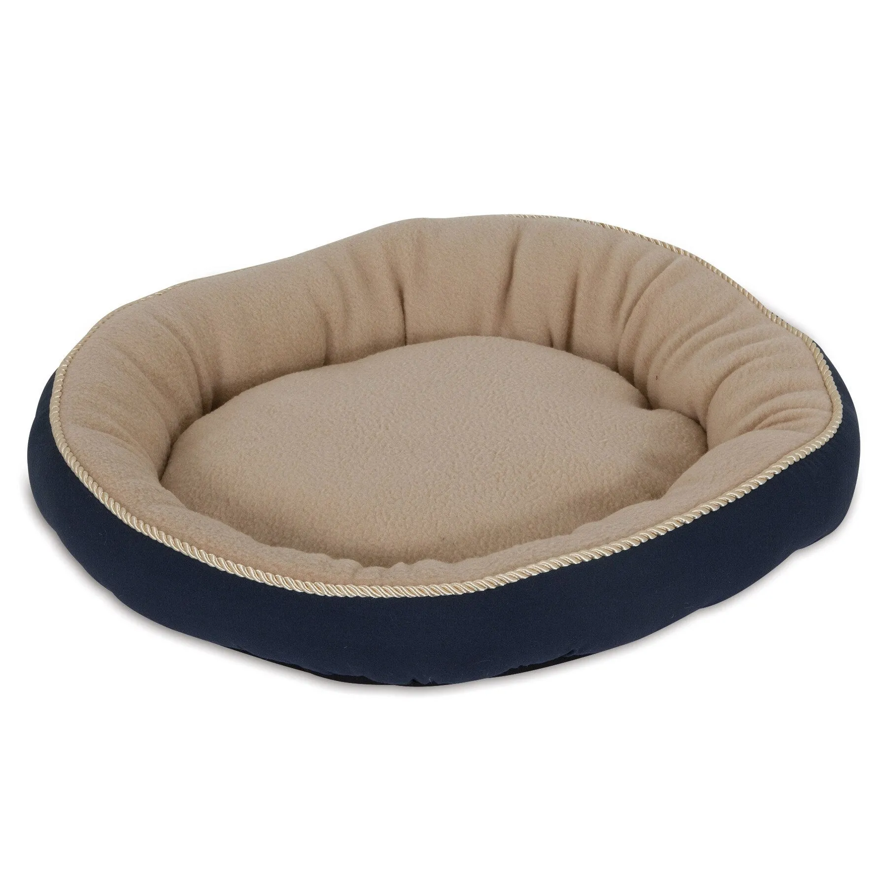 Aspen Pet Round Pet Bed With Bolster & Gold Cord