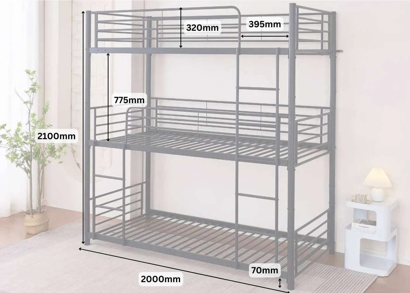 Bircham 3 Tier Bunk Bed with Mattresses Bundle