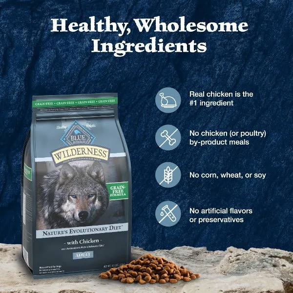 BLUE Wilderness Grain Free Chicken Recipe Dry Dog Food, 24lb