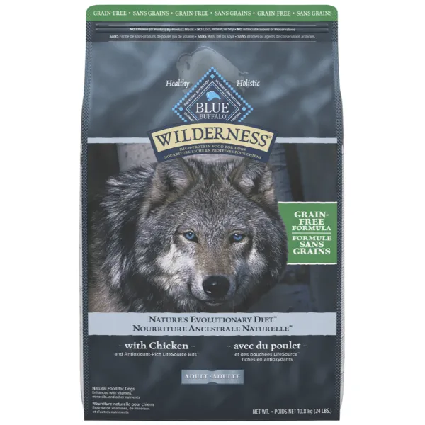 BLUE Wilderness Grain Free Chicken Recipe Dry Dog Food, 24lb