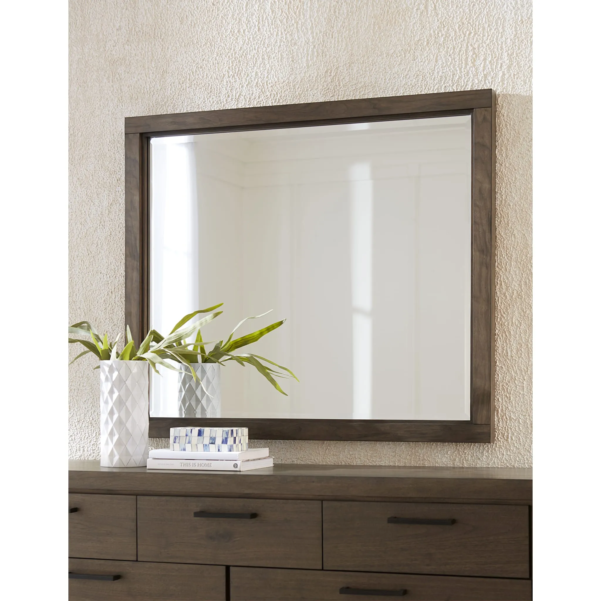 Boracay Beveled Glass Landscape Mirror in Wild Oats Brown