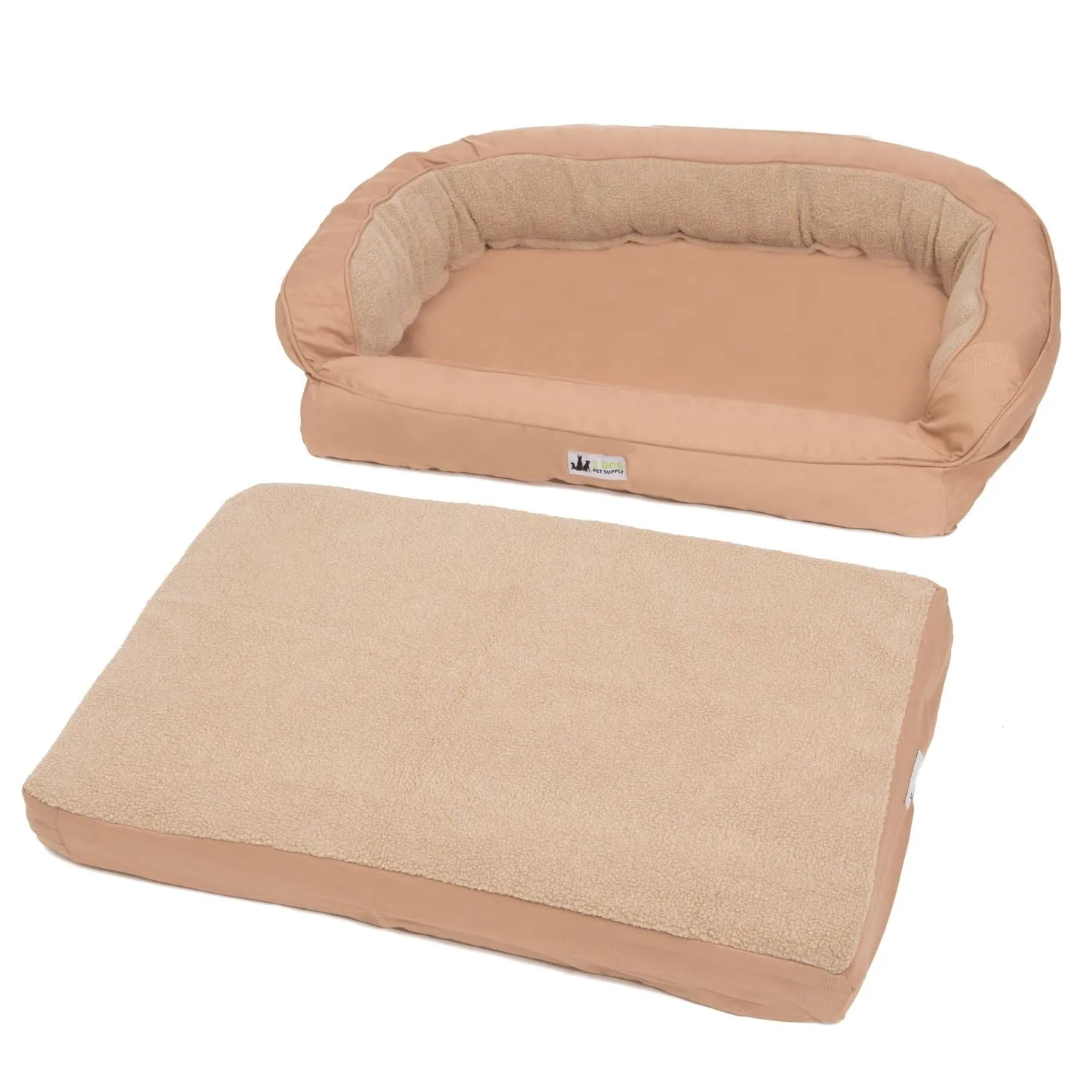 EZ-Wash Fleece Headrest Memory Foam Dog Bed