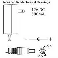 Floating Charger: 12VDC 500mA, 2.5x5.5mm