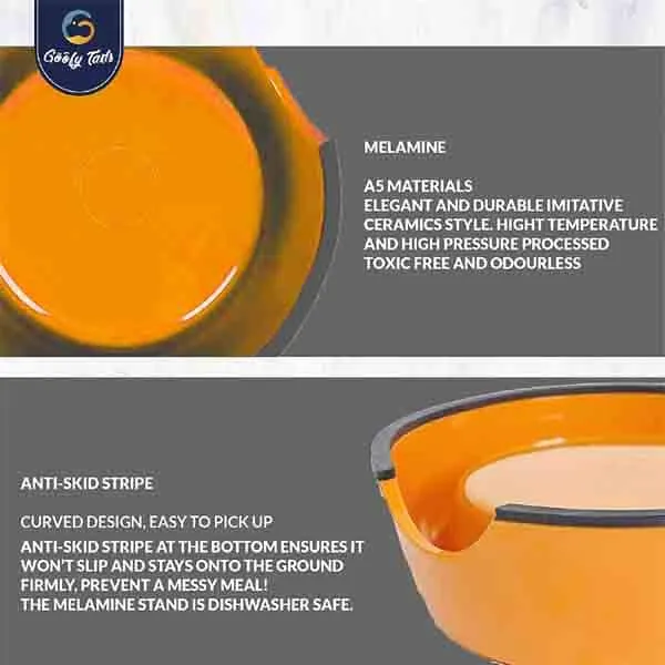 Goofy Tails Stainless Steel Anti Skid Food Bowl for Dogs (Orange)