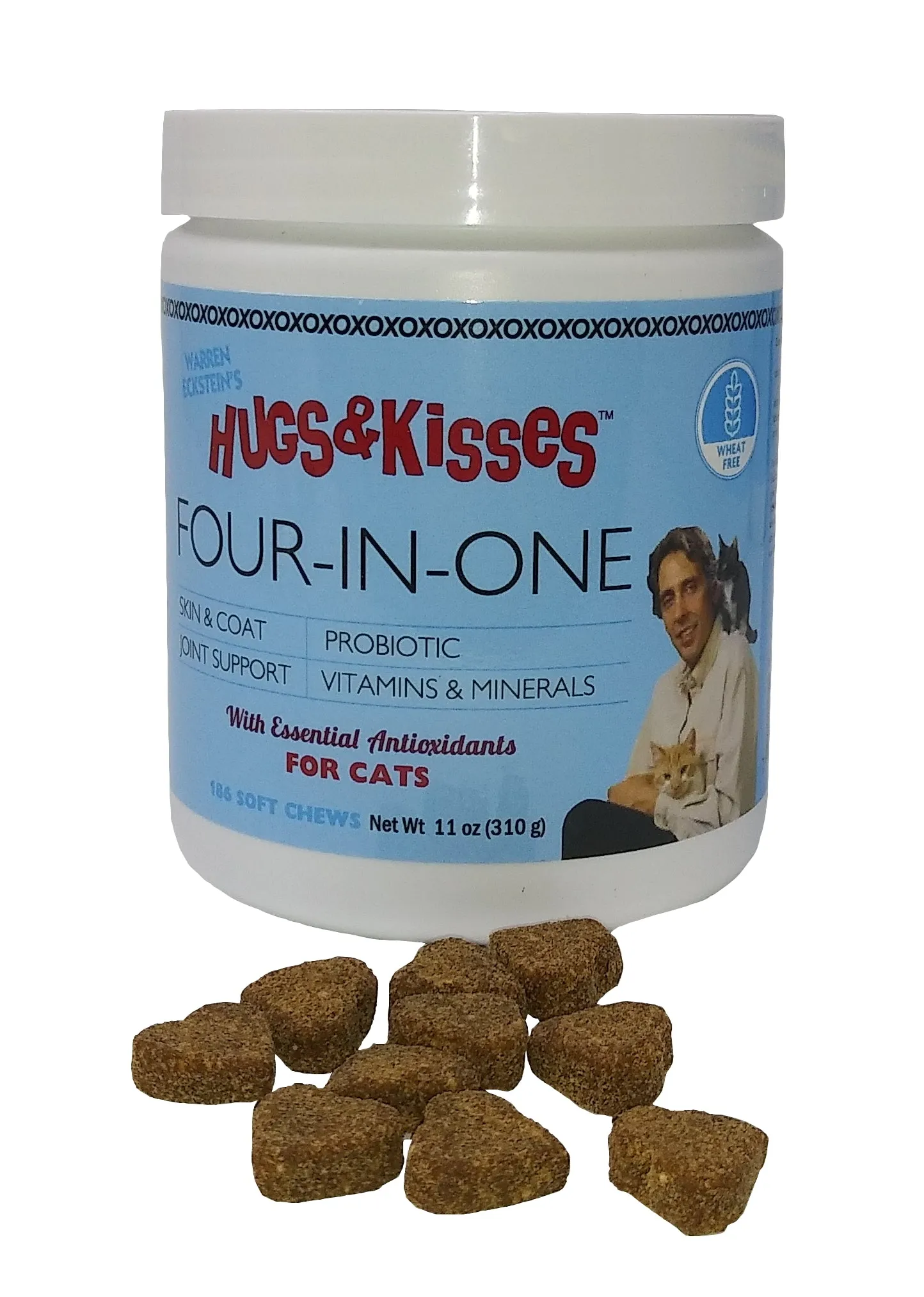 Hugs & Kisses Four-In-One Vitamin Mineral Supplement Treats for Cats Small Jar