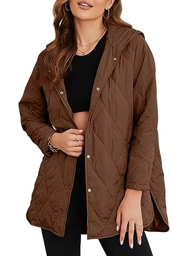 iForgirls 2023 Winter Coat for Women Diamond Quilted Hooded Lightweight Jackets