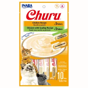 Inaba Churu Chicken & Chicken with Scallop Puree Cat Treat 0.5oz, 10pk