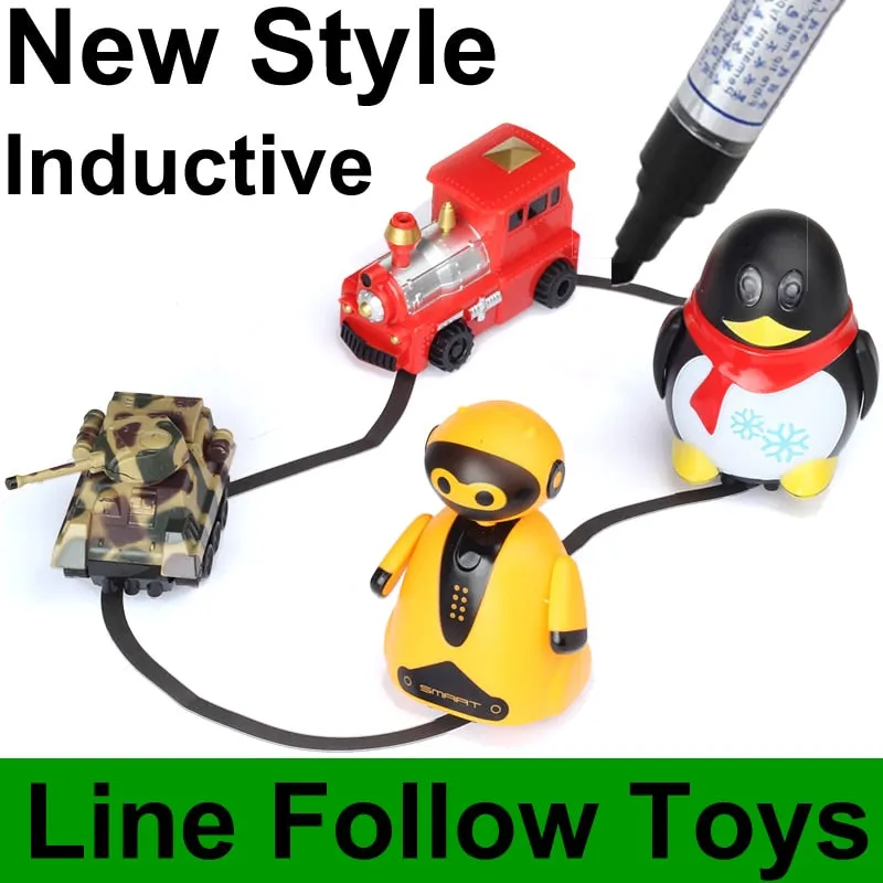 magical track toys inductive tank car model car robot penguin following by line you draw intelligence development kid's toy