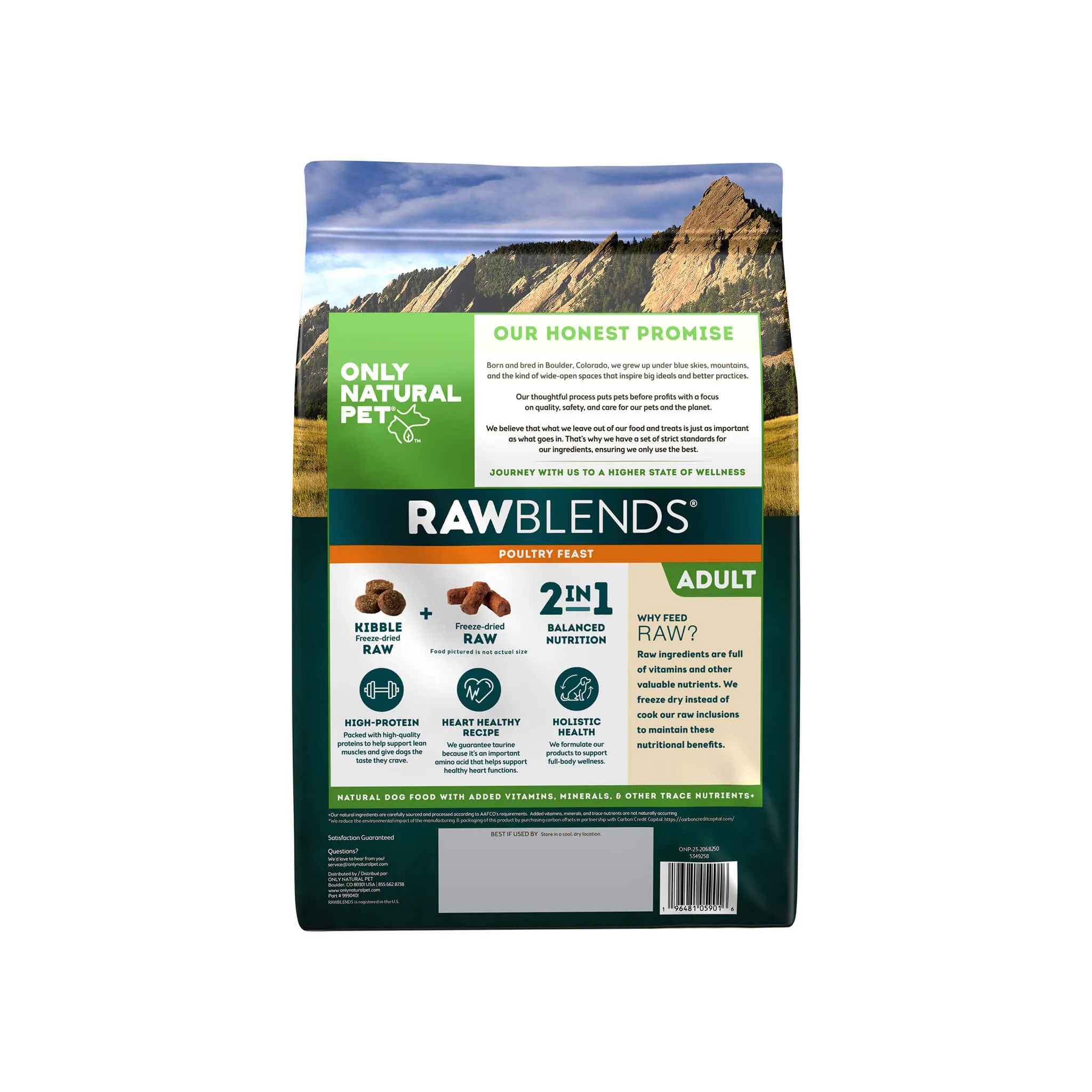 Only Natural Pet Raw Blends Chicken and Poultry Feast Raw Grain Free Dog Food