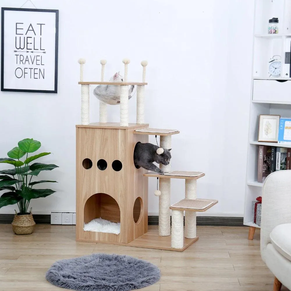 Playhouse Cat Tree With Hammock