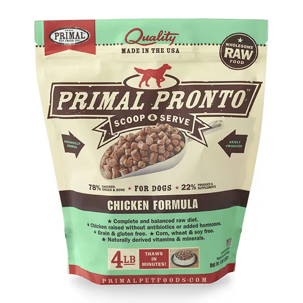 Primal Pronto Chicken Formula Raw Frozen Dog Food 4lb