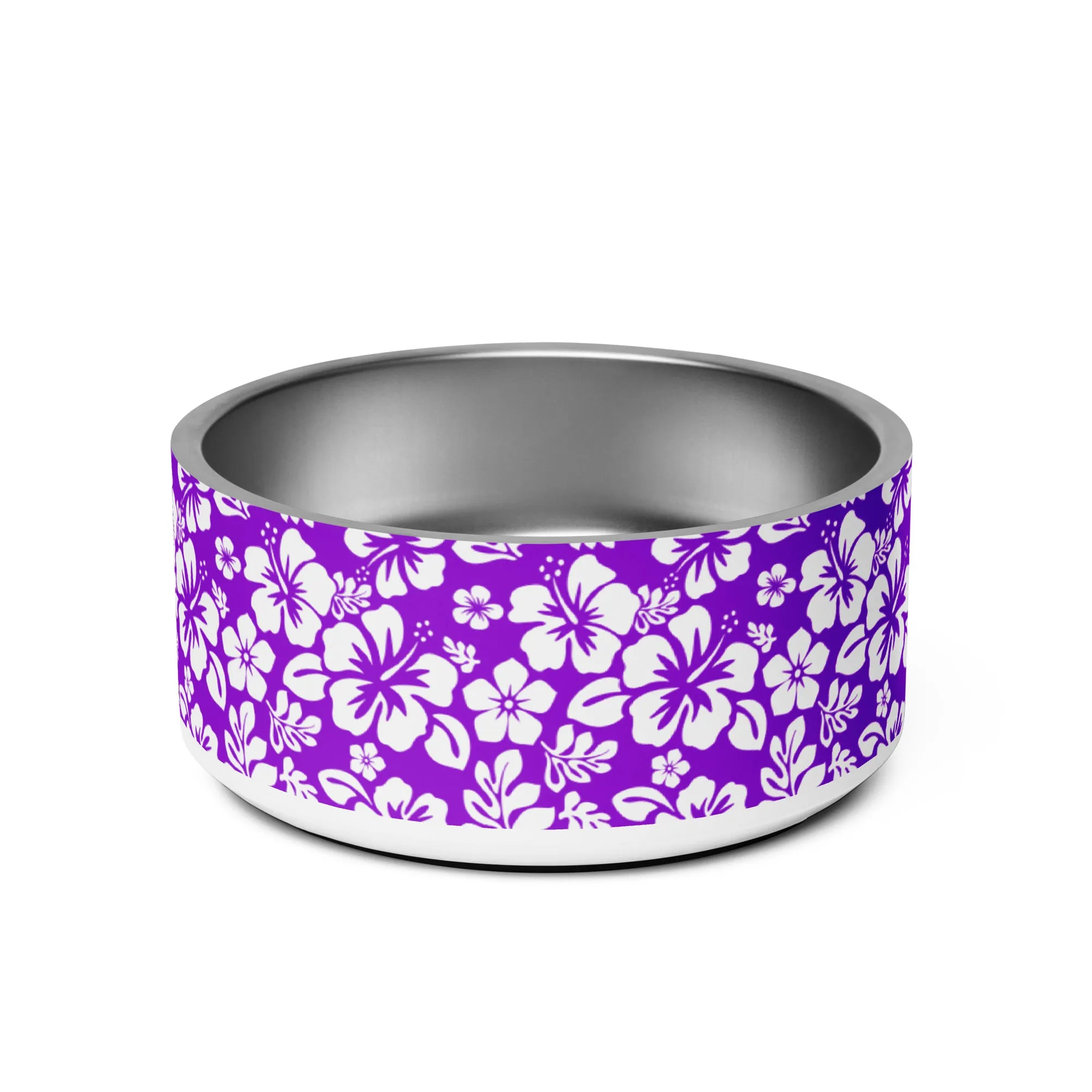 Purple and White Hawaiian Flowers Pet Bowl