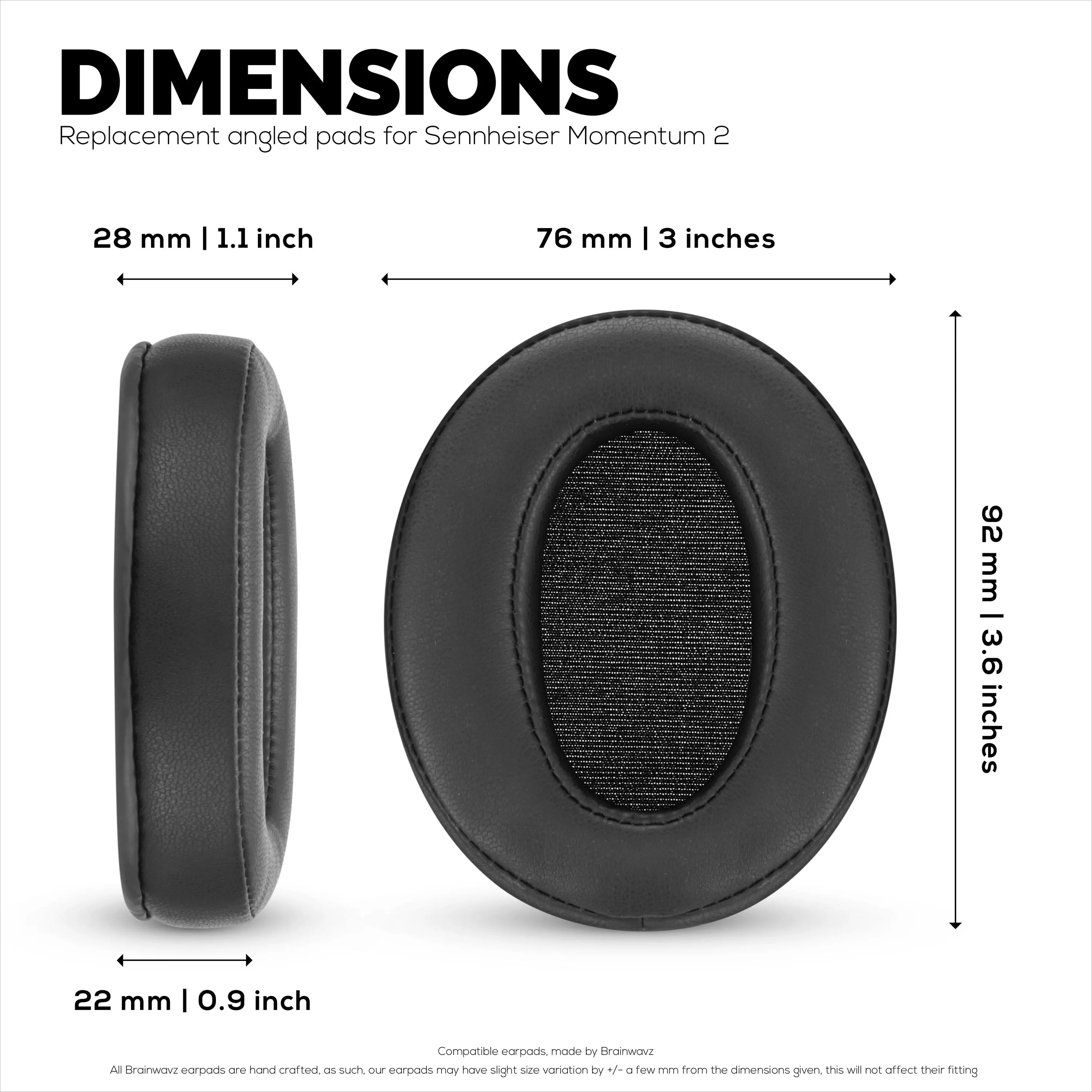 Replacement Earpads for SENNHEISER Momentum 2 Headphones - Soft PU Leather & Memory Foam