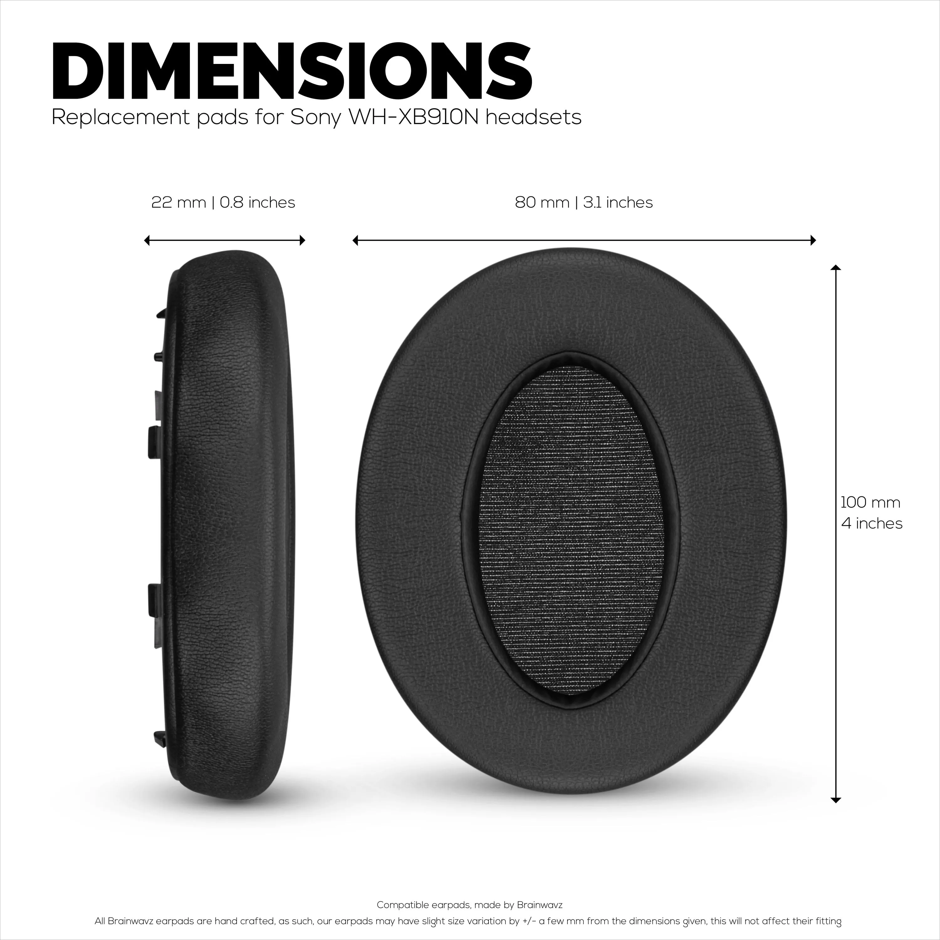 Replacement Earpads for Sony WH-XB910N Wireless Headphones With Soft PU Leather & Memory Foam