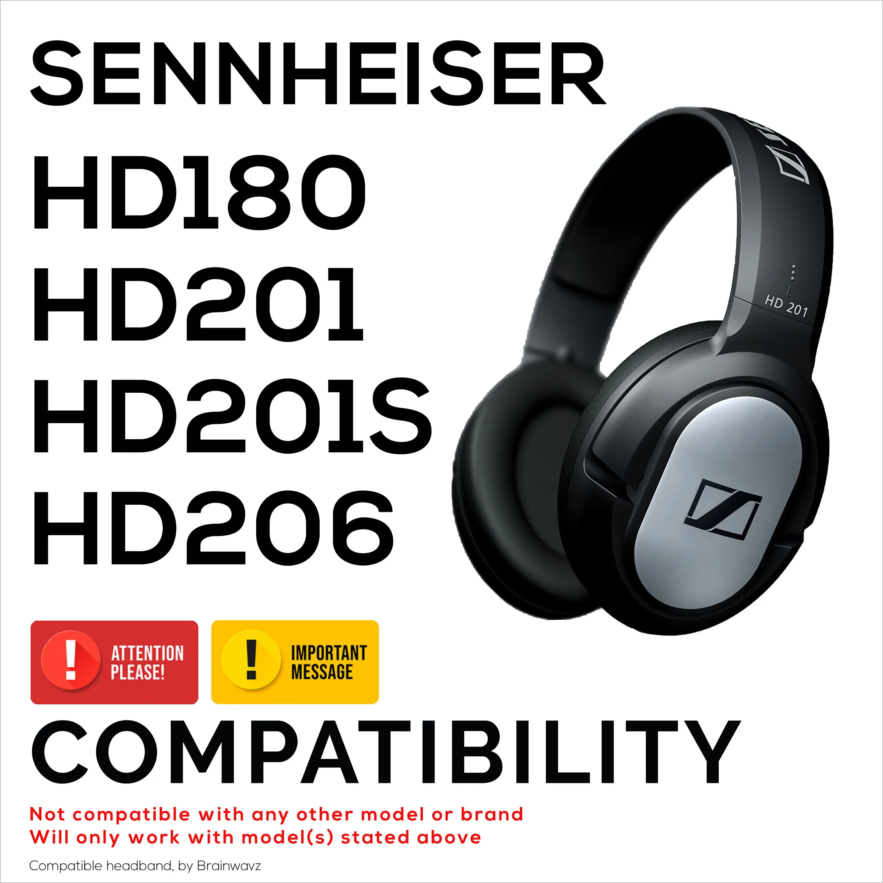 Replacement Headband for SENNHEISER HD201, HD180, HD201S & HD206 Headphones - Leather & Foam Cushion Pad