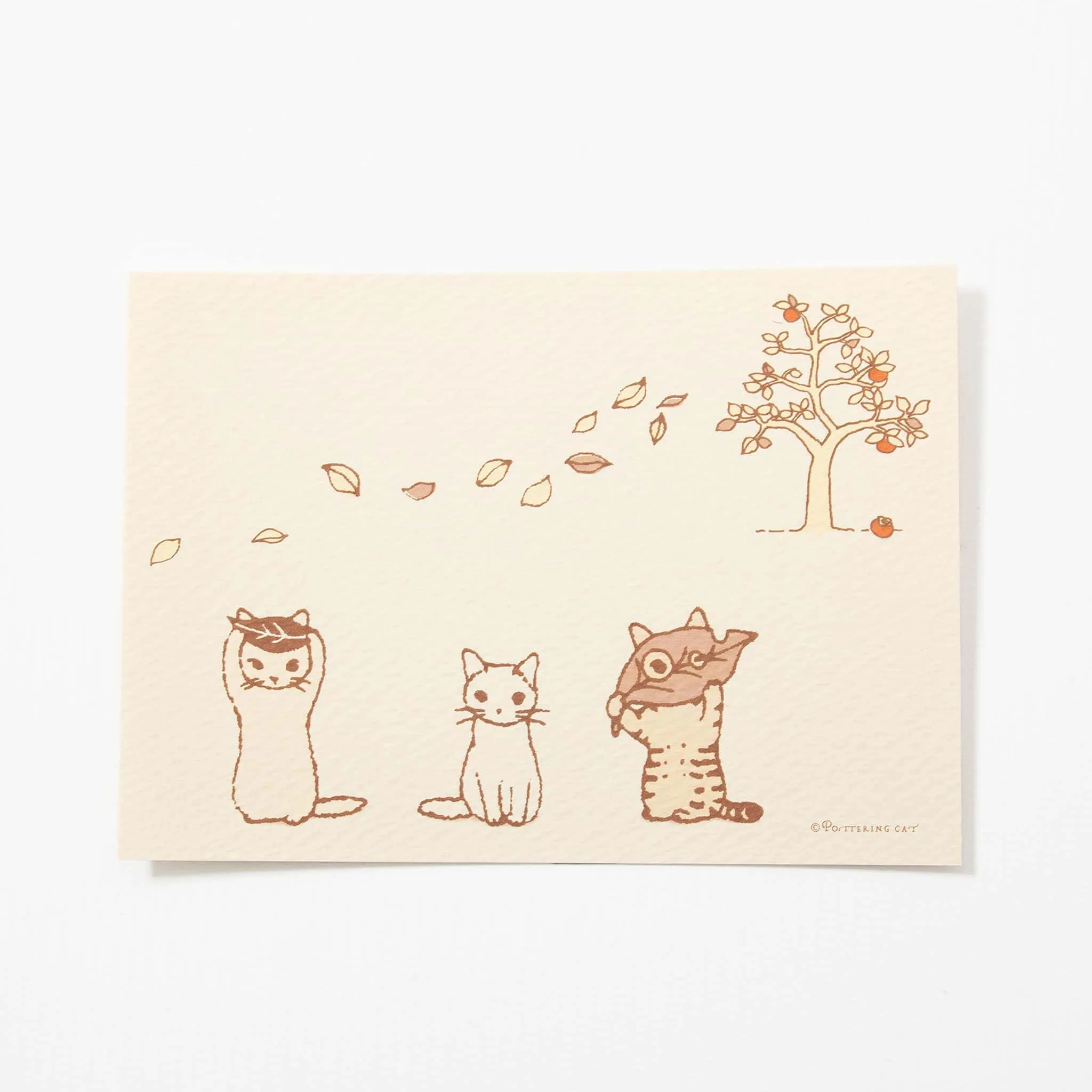 Seasonal Postcard Fallen Leaves by POTTERING CAT