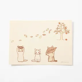 Seasonal Postcard Fallen Leaves by POTTERING CAT