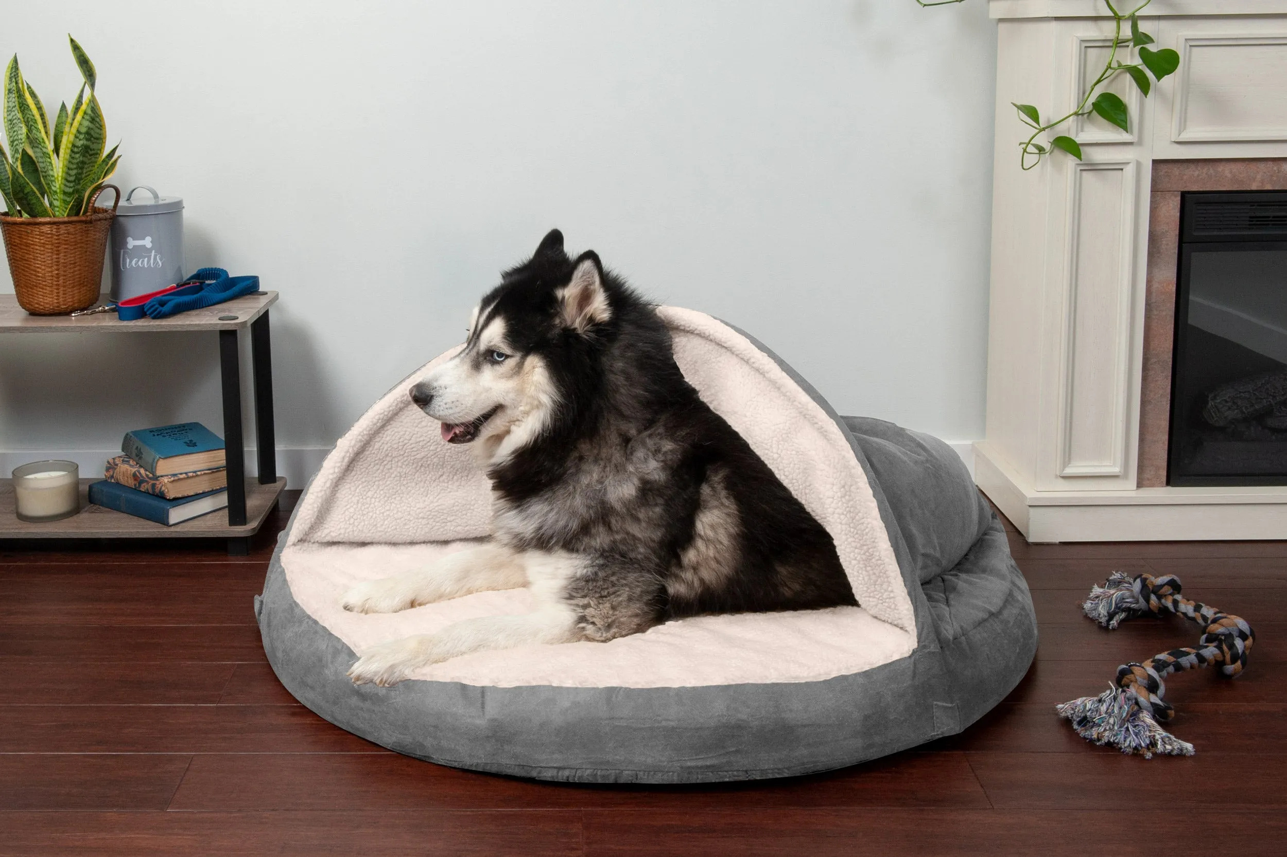 Snuggery Burrow Dog Bed - Faux Sheepskin