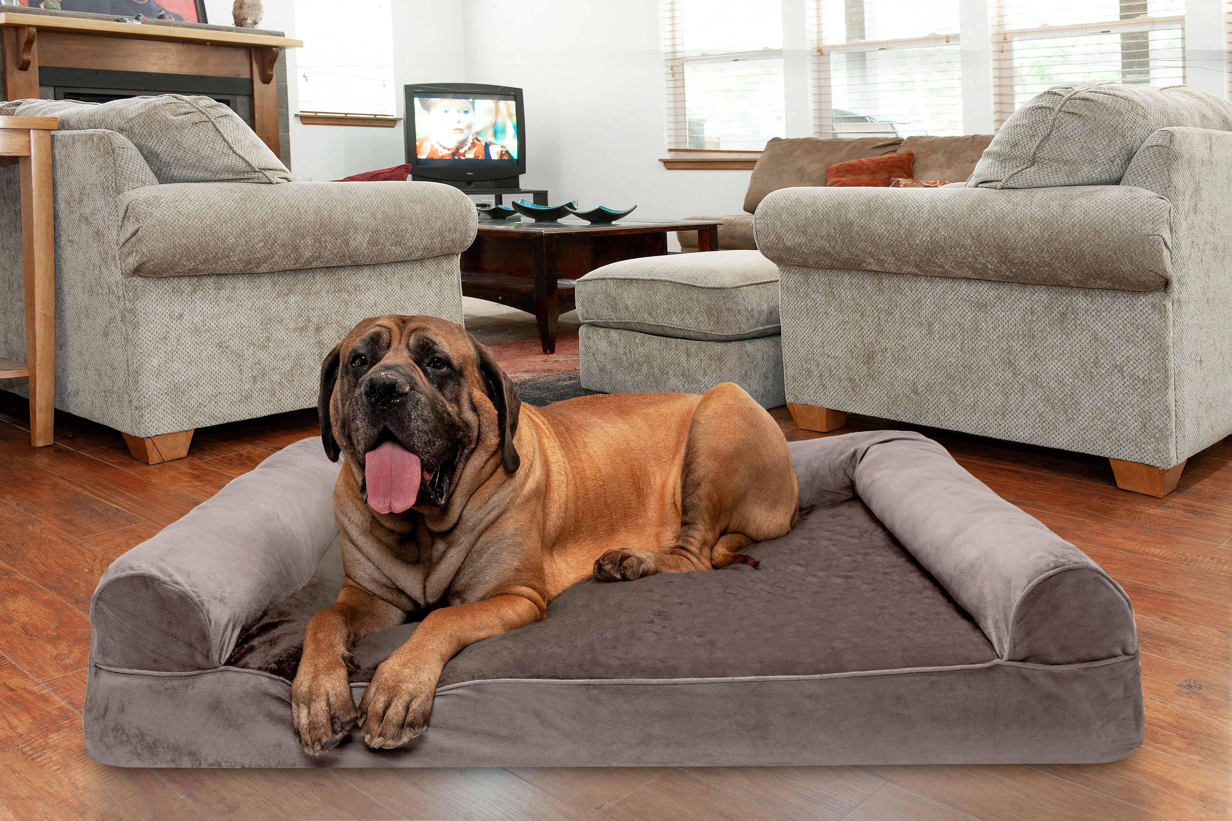 Sofa Dog Bed - Faux Fur & Velvet