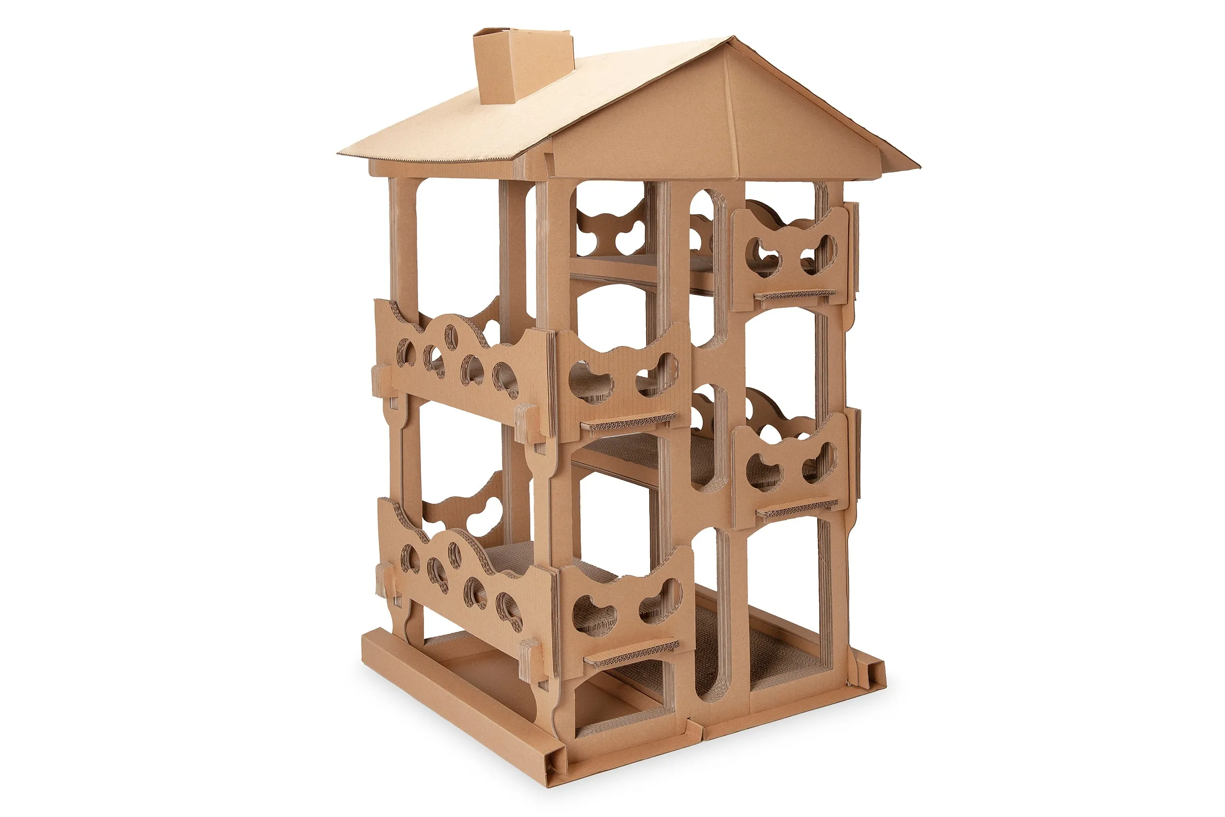 Tower Playground Corrugated Cat Scratcher with Catnip