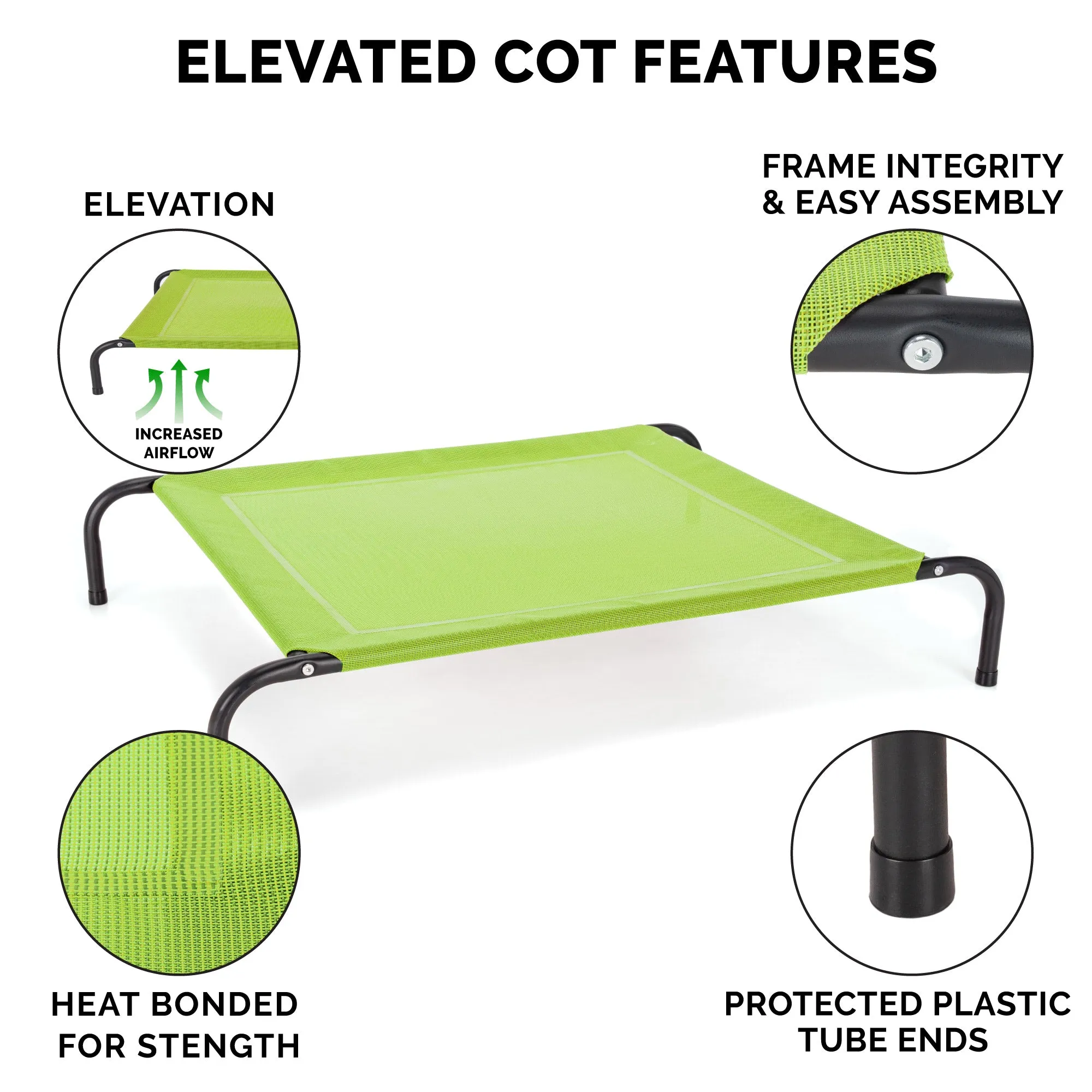 Water Resistant Elevated Pet Cot - Reinforced Mesh