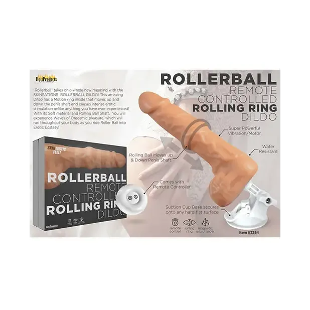 (wd) Rollerball Dildo W/ Rolli Ball Function & Suction Cup