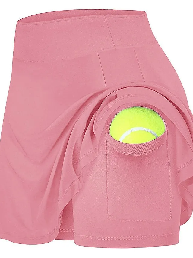 women's tennis skirts run yoga inner shorts elastic sports golf pockets skirts blue