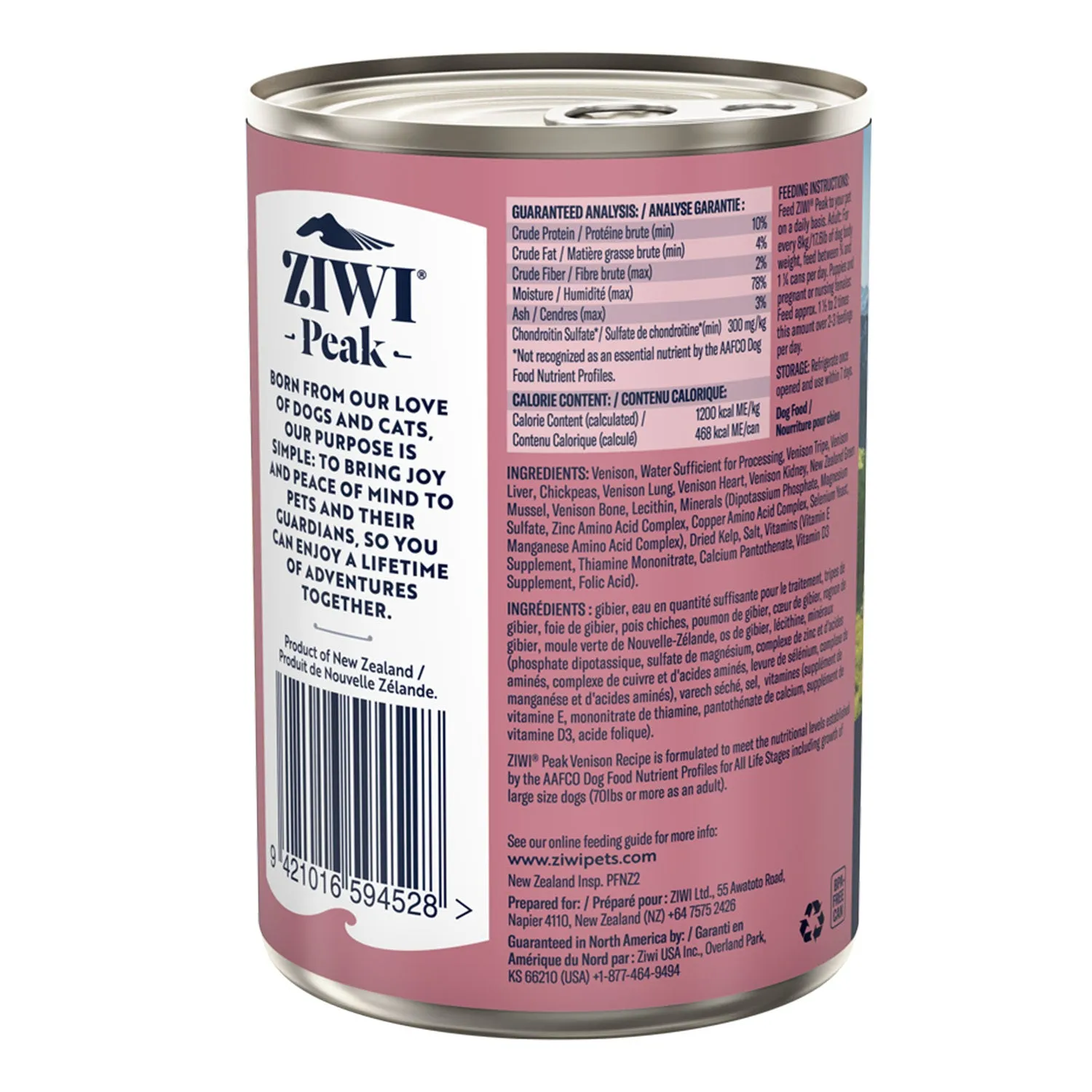 ZIWI Peak Venison Canned Wet Dog Food